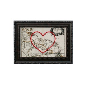 Guyane Carte du cœur | | d’art de broderie personnalisée | de cadeaux d’anniversaire personnalisés Cadeau de fiançailles pour son | | cadeau de mariage Art guyana guyanaite britannique