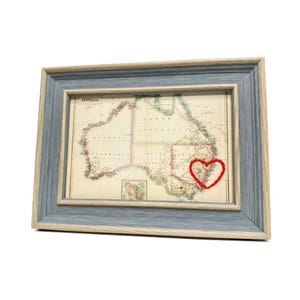 Carte du coeur de Sydney | Cadeau de carte personnalisée | Cadeau d'anniversaire personnalisé | Cadeau Saint Valentin | Carte vintage de Sydney, coeur brodé à la main