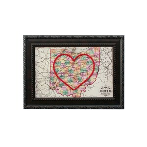 carte du cœur de l’Ohio | | d’art personnalisé d’histoire d’amour Cadeau d’anniversaire pour les | de couple Cadeau de fiançailles pour son | Cadeau de mariage personnalisé