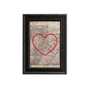 carte du cœur de l’Utah | | d’art de broderie de carte personnalisée Cadeau d’anniversaire pour les | de couple Cadeau de fiançailles pour son | Cadeau de mariage personnalisé