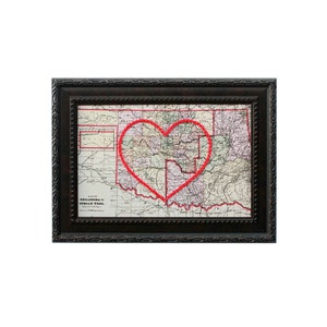 Carte de coeur de territoire de l’Oklahoma et de l'| Art personnalisé | Cadeau d’anniversaire pour les | Cadeau de fiançailles pour | Cadeau personnalisé de graduation