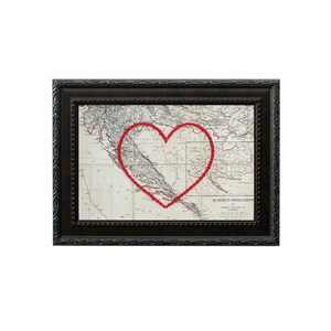 Carte cardiaque de la Croatie | Art de broderie personnalisé | Anniversaire personnalisé | Cadeau de fiançailles pour elle | Cadeau de mariage brodé à la main