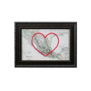Mexique Carte du cœur | | d’art personnalisé d’histoire d’amour Cadeau d’anniversaire pour les | de couple Cadeau de fiançailles pour son | Cadeau de mariage personnalisé