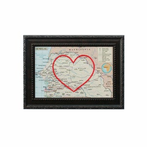 Carte du cœur du Sénégal | | d’art de broderie de carte personnalisée Cadeau d’anniversaire pour les | de couple Cadeau de fiançailles pour son | Cadeau de mariage personnalisé