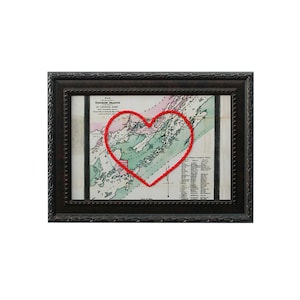 Carte du cœur des Mille-Îles | | d’art de broderie personnalisée Cadeau d’anniversaire pour les | de couple Cadeau de fiançailles pour son | Cadeau de mariage personnalisé