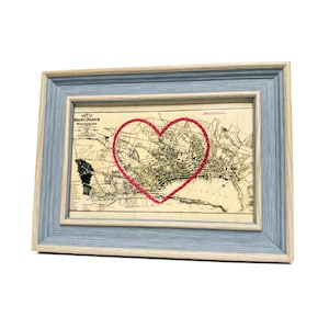 Carte du coeur de Saint-Jean | Cadeau de carte personnalisée | Cadeau d'anniversaire de Terre-Neuve | Cadeau de mariage | Impression de carte vintage Saint-Jean-Cœur brodé à la main