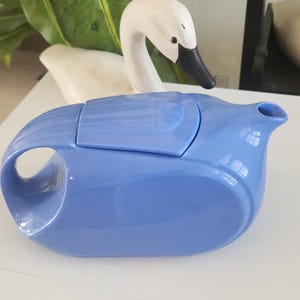 Classic Mid Century HALL pottery teapot pitcher with lid Blue Periwinkle