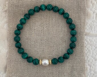 Malachite and Pearl Bracelet