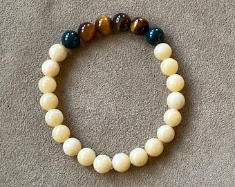 Tiger’s Eye, Boodstone and Yellow Jade Bracelet