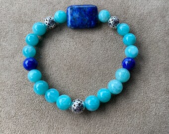 Amazonite and Lapis Bracelet