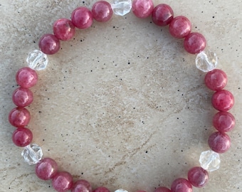 Thulite and Quartz Bracelet