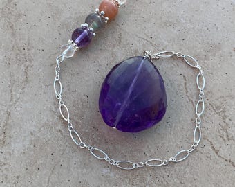 Amethyst Pendulum - Quartz Crystal, Sunstone, Labradorite, Super Seven