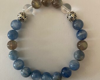 Labradorite, Kyanite and Quartz Meditation Bracelet