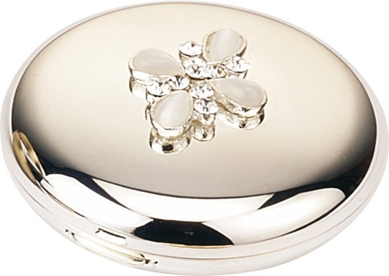 Personalised Round Handbag Mirror With Pearls and Swarovski Etsy UK