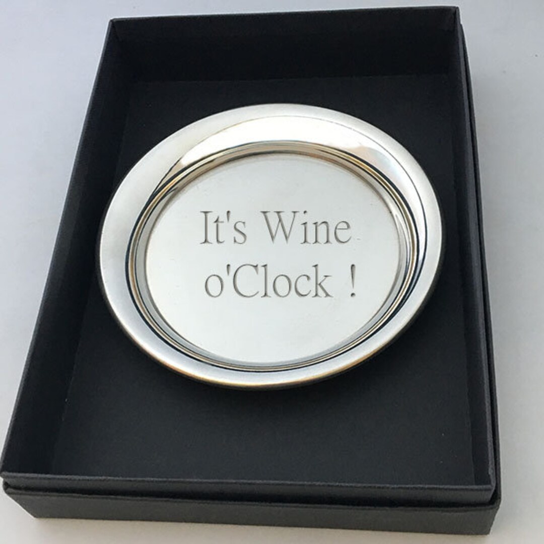 Personalised Pewter Wine Bottle Coaster in Presentation Box. Etsy