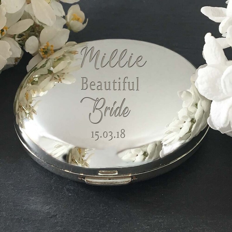 Personalised Round Handbag Mirror With Pearls and Swarovski Etsy UK