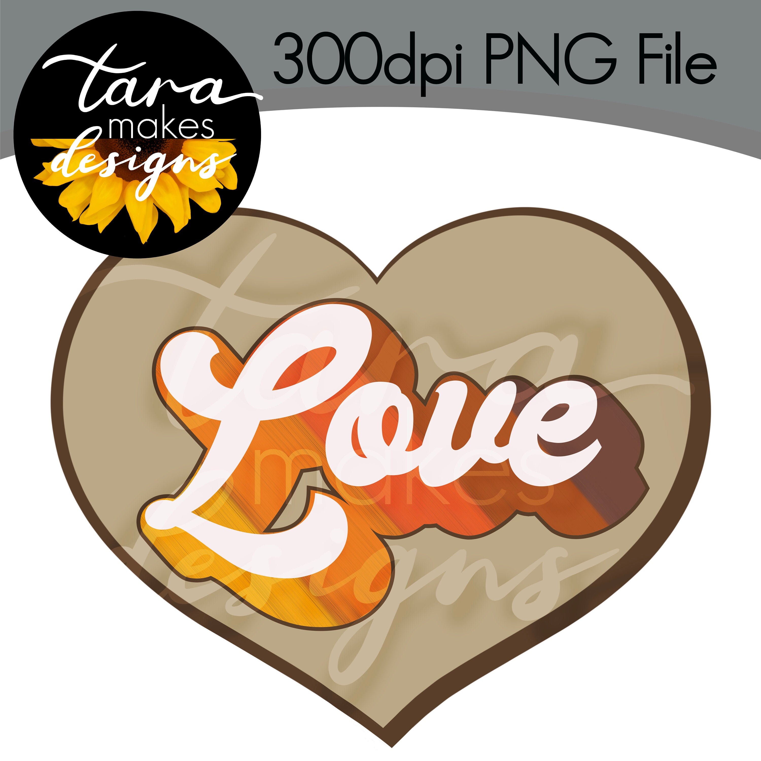 Retro Love Heart Sublimation Design, Clipart, Scrapbooking, Digital ...