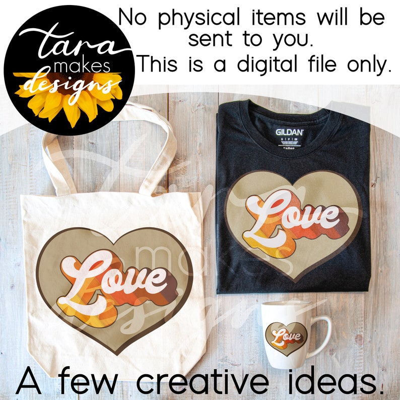 Retro Love Heart Sublimation Design, Clipart, Scrapbooking, Digital ...