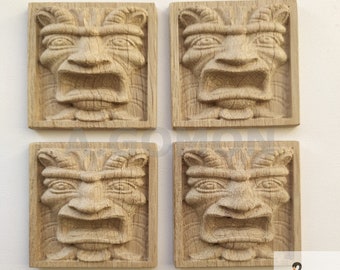 oak Wooden carved capital set 4 pieces onlay applique sticker home decor furniture woodcarving natural wood ash oak Wooden carved capital set 4 pieces onlay applique sticker home decor furniture woodcarving natural wood ash