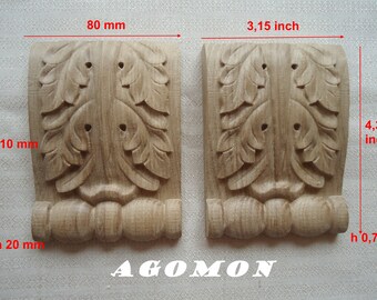 oak Wooden carved capital set 4 pieces onlay applique sticker home decor furniture woodcarving natural wood ash oak Wooden carved capital set 4 pieces onlay applique sticker home decor furniture woodcarving natural wood ash