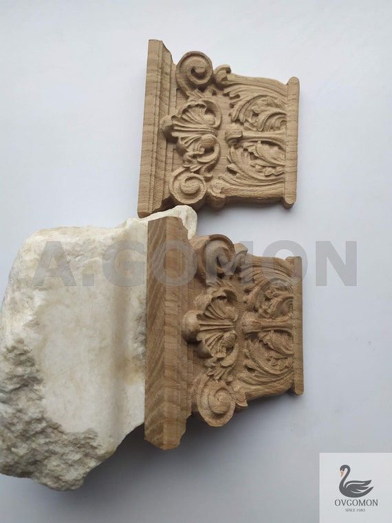 oak Wooden carved capital set 4 pieces onlay applique sticker home decor furniture woodcarving natural wood ash oak Wooden carved capital set 4 pieces onlay applique sticker home decor furniture woodcarving natural wood ash