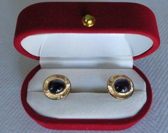 Vintage Estate 14K Yellow Gold Natural  4.00 Cts Amethyst Cabochon Cufflinks