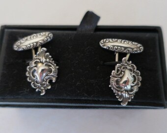 Victorian Art Nouveau Sterling Silver Cufflinks - Marked Sterling