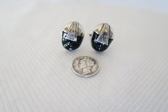 Vintage Mid Century Mexican Sterling Silver Onyx … - image 3