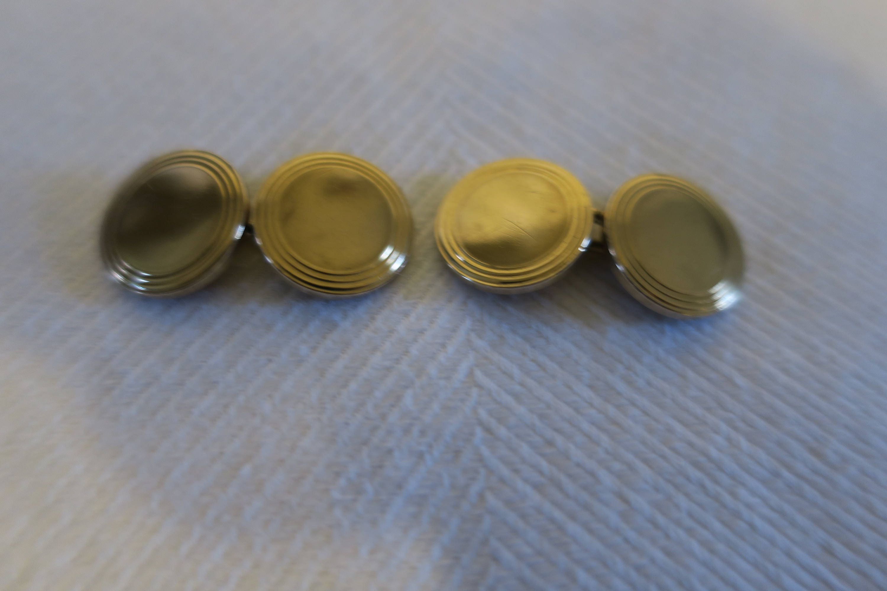 Boutons De Manchette Vintage Krementz Or Brossé Superposés - Jamais Portés, Avec Boîte D'origine