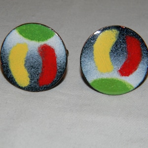 Vintage Mid-Century Modernist Enamel on Copper Cufflinks (Wearable Art)