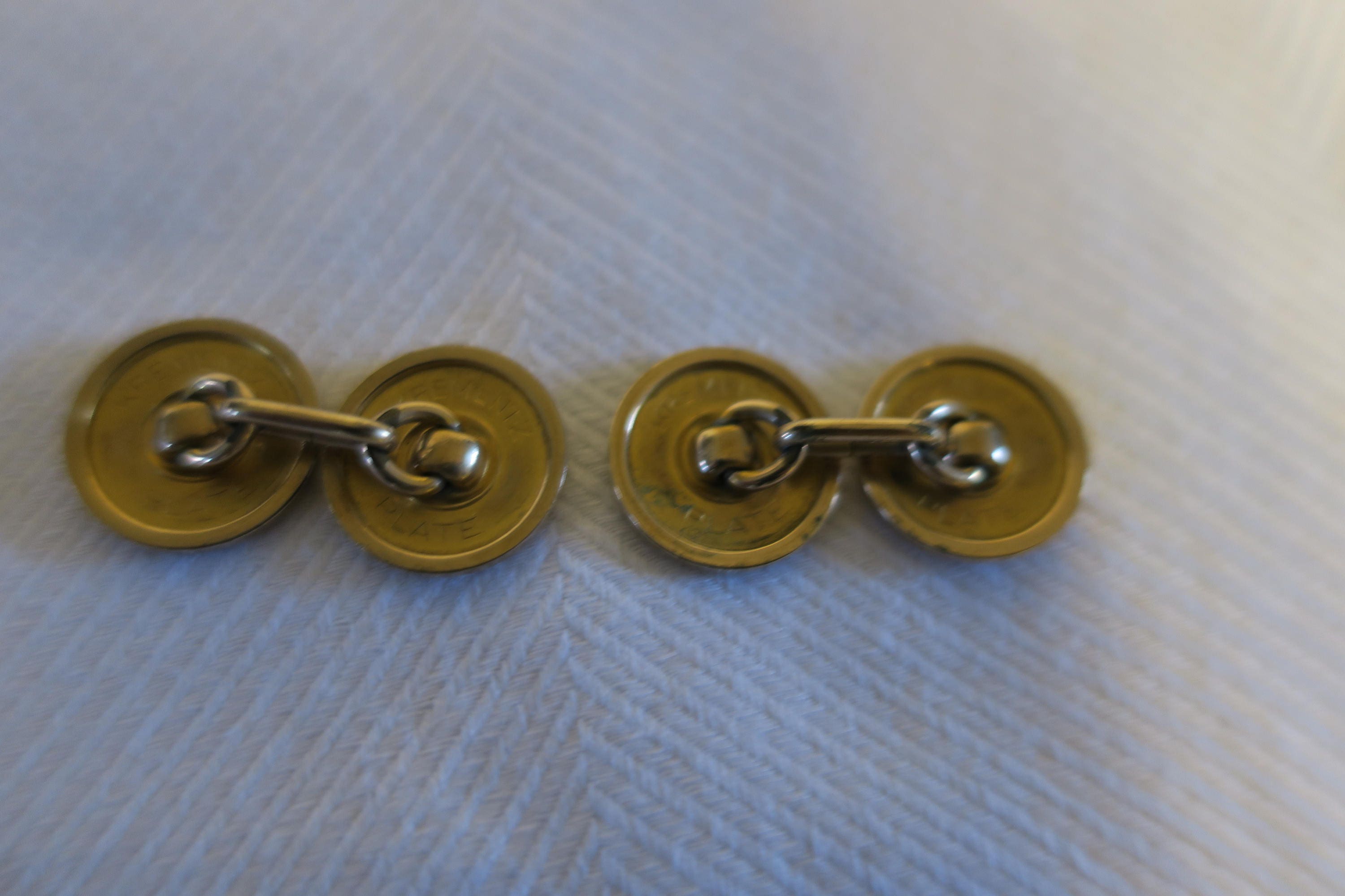 Boutons De Manchette Vintage Krementz Or Brossé 14 Carats - Boîte D'origine - Jamais Portés