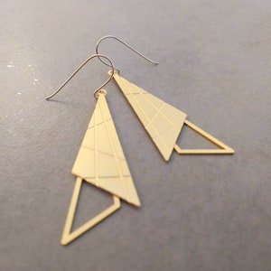 Geometric Earrings, Square Earrings, Earrings, Triangle Earrings, Gold Geometric Earrings, Geometric Jewelry, Dangle Long Earrings