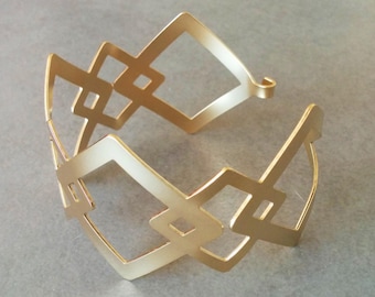 Geometric Bracelet, Gold Cuff Bracelet, Gold Cuff, Gold Bracelet, Triangle Bracelet, Gold Bangle, Geometric Bangle, Triangle Cuff Bracelet