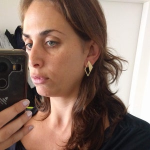 Geometric Stud Earrings, Geometric Studs, Geometric Earrings, Triangle ...
