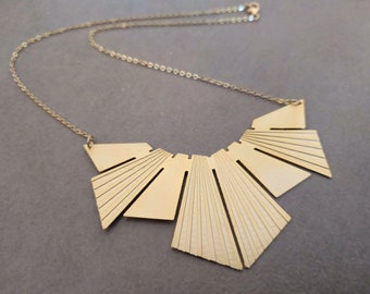 Triangle Necklace, Gold Triangle, Geometric Necklace, Gold Necklace, Bib Necklace, Geometric Jewelry, Necklace, Statement Necklace