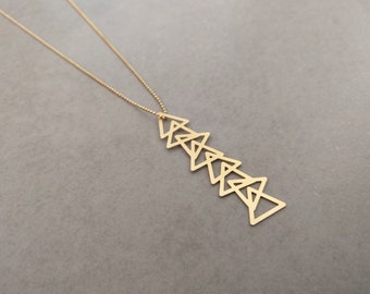 Triangle Necklace, Gold Triangle, Geometric Necklace, Gold Necklace, Long Necklace, Geometric Pendant, Necklace, Long Necklace Geometric