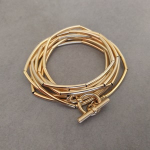 Gold Wrap Bracelet, Gold Bracelet, Tube Beads Bracelet, Standard Bracelet, Simple Gold Bracelet, Bracelet, Gold Necklace, Wrap Bracelet