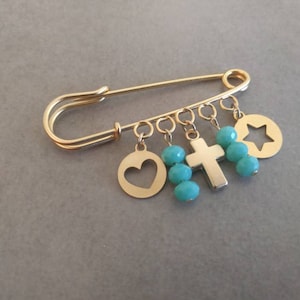 Baby Pin, Baby Carriage Dangle Pin, Baby Shower, Cross Pin Charm, Stroller Pin Charms, Baby Shower, Baby Gift, Cross Baby Pin, Cross Pin