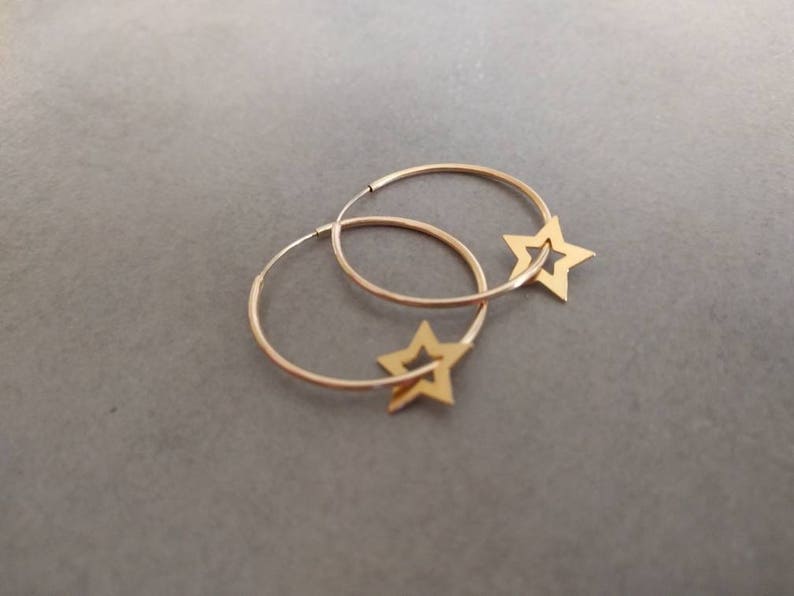 Gold Hoop Earrings Star Earrings Gold Star Earrings hoop | Etsy