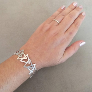 Silver Cuff Bracelet, Silver Cuff, Geometric Bracelet, Triangle Bracelet, Geometric Bangle, Jewellery, Bridal Jewelry, Triangle Cuff