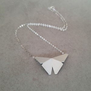 Silver Butterfly Necklace, Silver Pendant Necklace, Butterfly Charm, Origami Necklace, Butterfly Necklace, Dainty Necklace, Silver Necklace