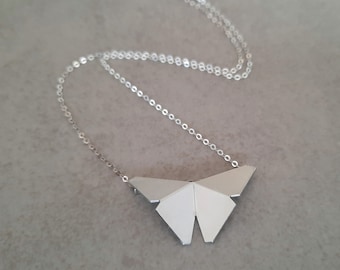 Silver Butterfly Necklace, Silver Pendant Necklace, Butterfly Charm, Origami Necklace, Butterfly Necklace, Dainty Necklace, Silver Necklace