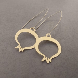 Gold Pomegranate Earrings, Gold Earrings, Long Earrings, Gold Dangle Earrings, Pomegranate Dangle Earrings, Hanging earrings, Jewish Jewelry