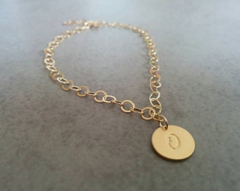Personalized  letter bracelet - Gold charm bracelet - Alphabet engraved charm bracelet