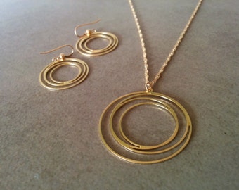Gold Jewelry Set, Gold Necklace, Gold Earrings, Jewelry Set, Gold Jewelry, Wedding Jewelry Set, Bridesmaid Jewelry, Gold Jewellery Set