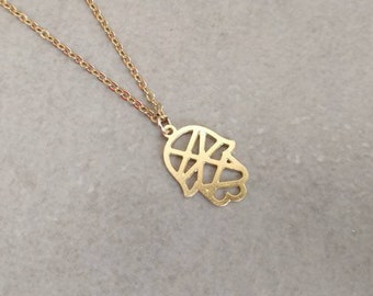 Gold Hamsa Necklace, Hamsa Necklace, Hamsa Jewelry, Hamsa Pendant, Gold Necklace, Hamsa Hand Necklace, Hand Necklace, Tiny Hamsa Necklace
