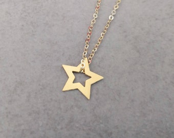 Tiny Gold Star Necklace, Mini Star Necklace, Gold Necklace, Girls Necklace, Pendant Necklace, Celestial Jewelry, Gift For Her, Gold Star