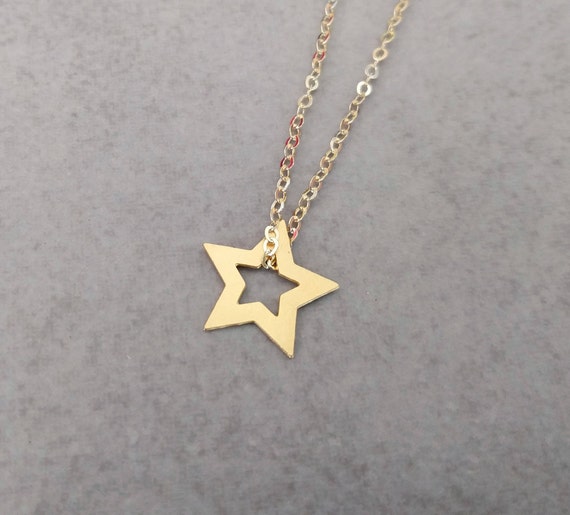 Tiny Gold Star Necklace Mini Star Necklace Gold Necklace | Etsy