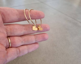 Gold Heart Earrings, Gold Filled Hoops, Gold Hoop Earrings, Hoop Earrings, Gold Hoops, Gold Earrings, Simple Hoop Earrings, Gold Heart Hoop