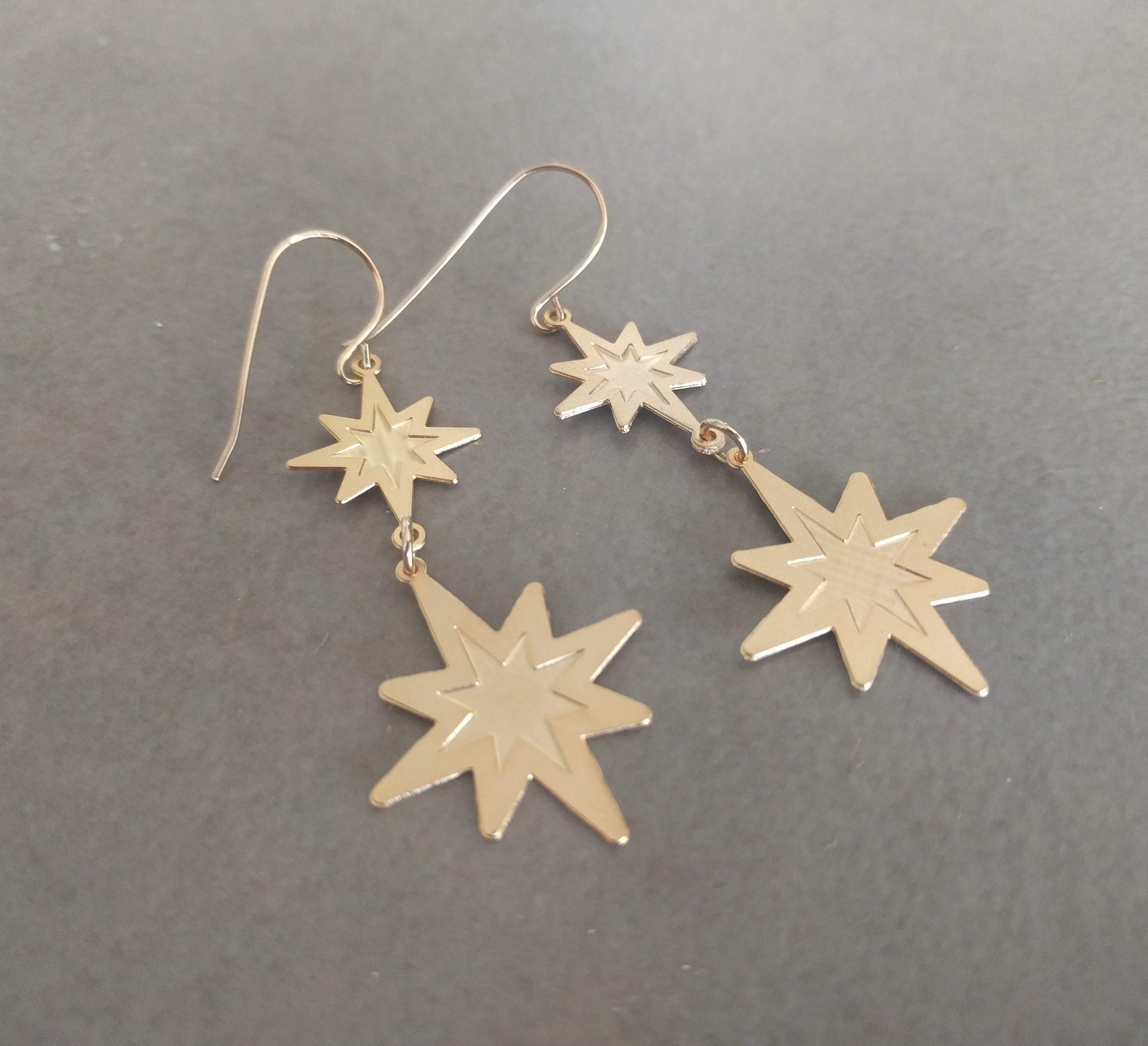 Gold Star Earrings Star earrings Gold Earrings Dangle Star Etsy